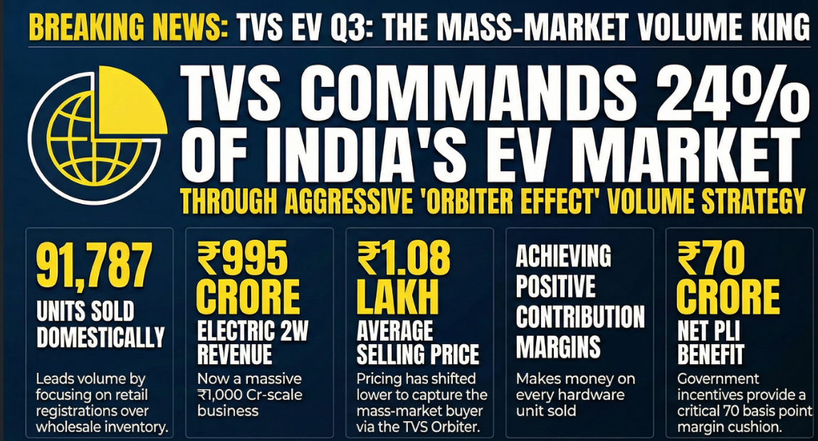 Inside TVS Motor’s Q3 Numbers – Decoding the ₹995 Cr Valuation & The "Orbiter Effect"