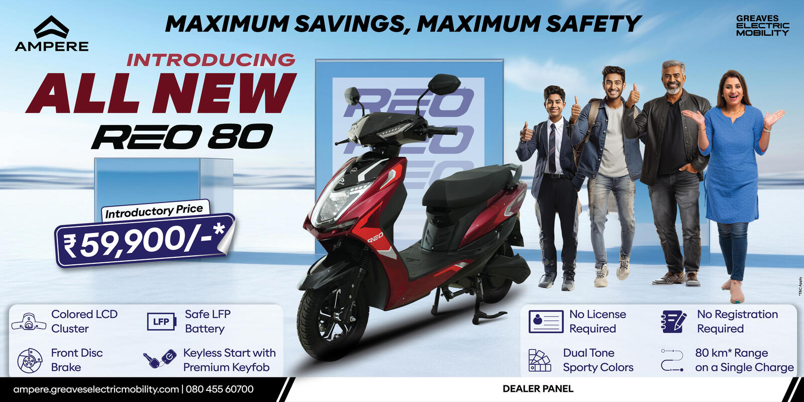 Ampere Reo 80 Launched at ₹59,900 – Smart, Safe, and License-Free EV for Everyday India
