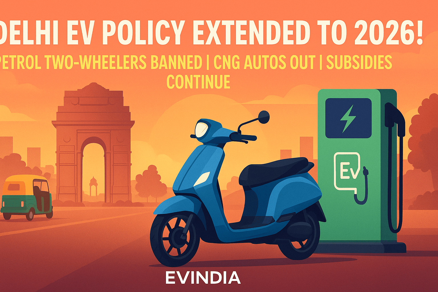 Delhi Extends EV Policy Until 2026 – Major Boost for Electric 2-Wheelers & Charging Stations Ahead!