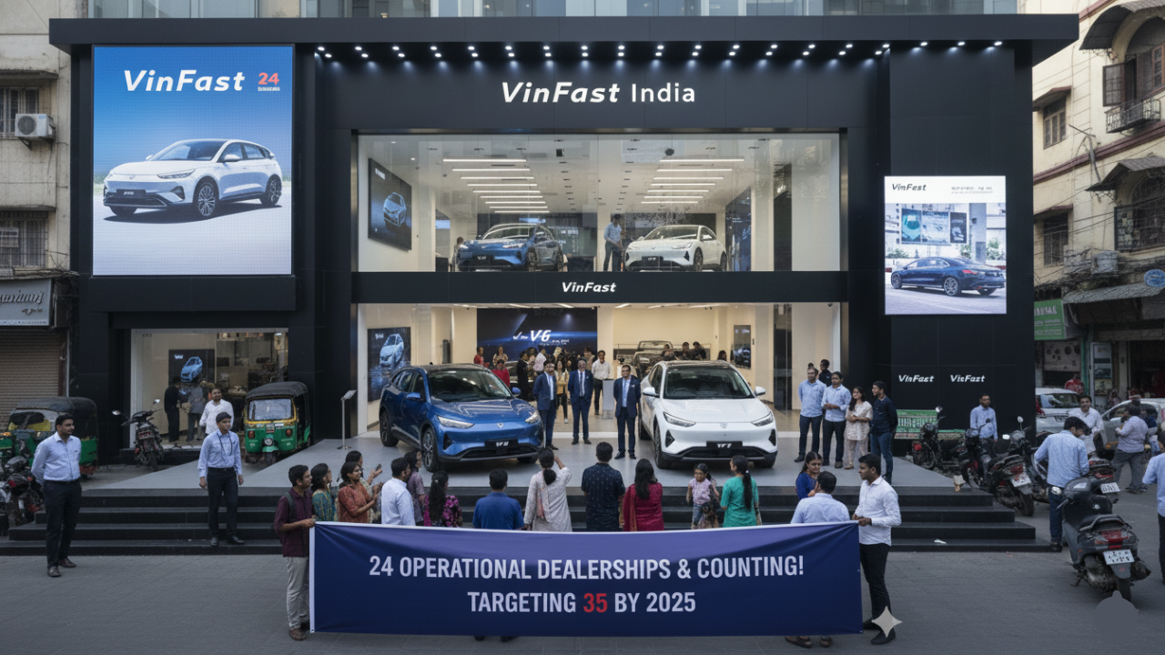 VinFast Accelerates India EV Push: 24 Dealerships Operational, Targeting 35 by 2025-End