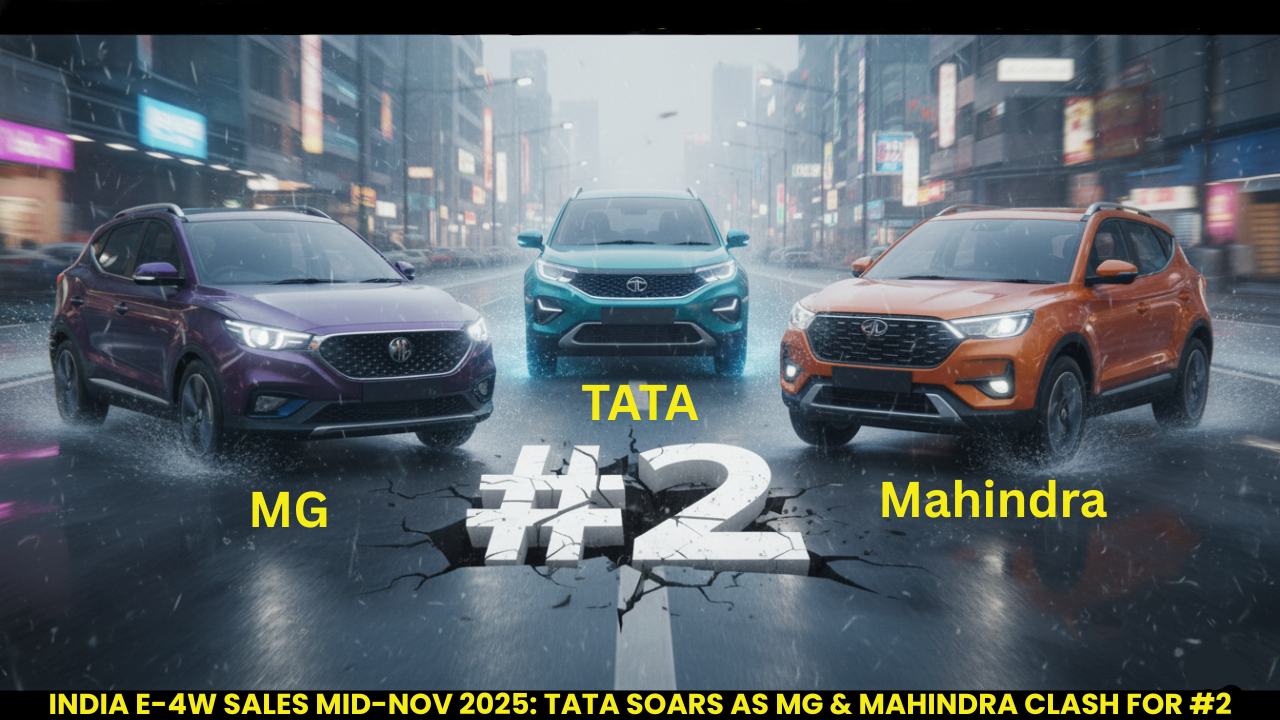 Electric 4 Wheeler Sales Mid-November 2025: Tata.ev Sales Surge, MG & Mahindra Battle for #2 Spot