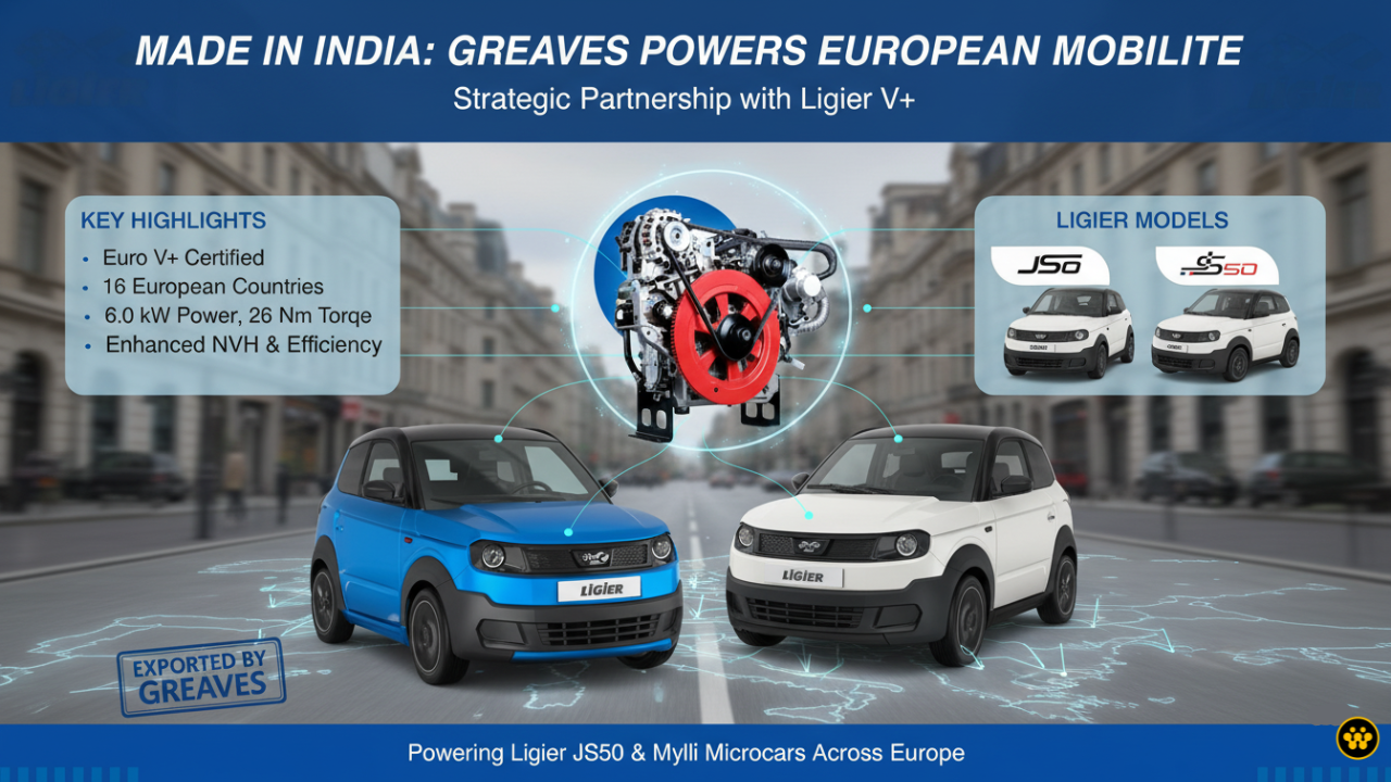 Greaves Cotton Partners with Ligier Group: 'Made-in-India' Euro V+ Engines to Power European Microcars
