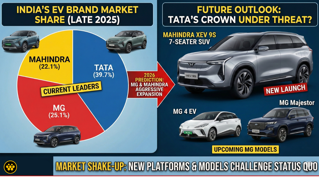 India’s EV Market Share Analysis: Tata, MG, and Mahindra Tighten Grip on Leaderboard