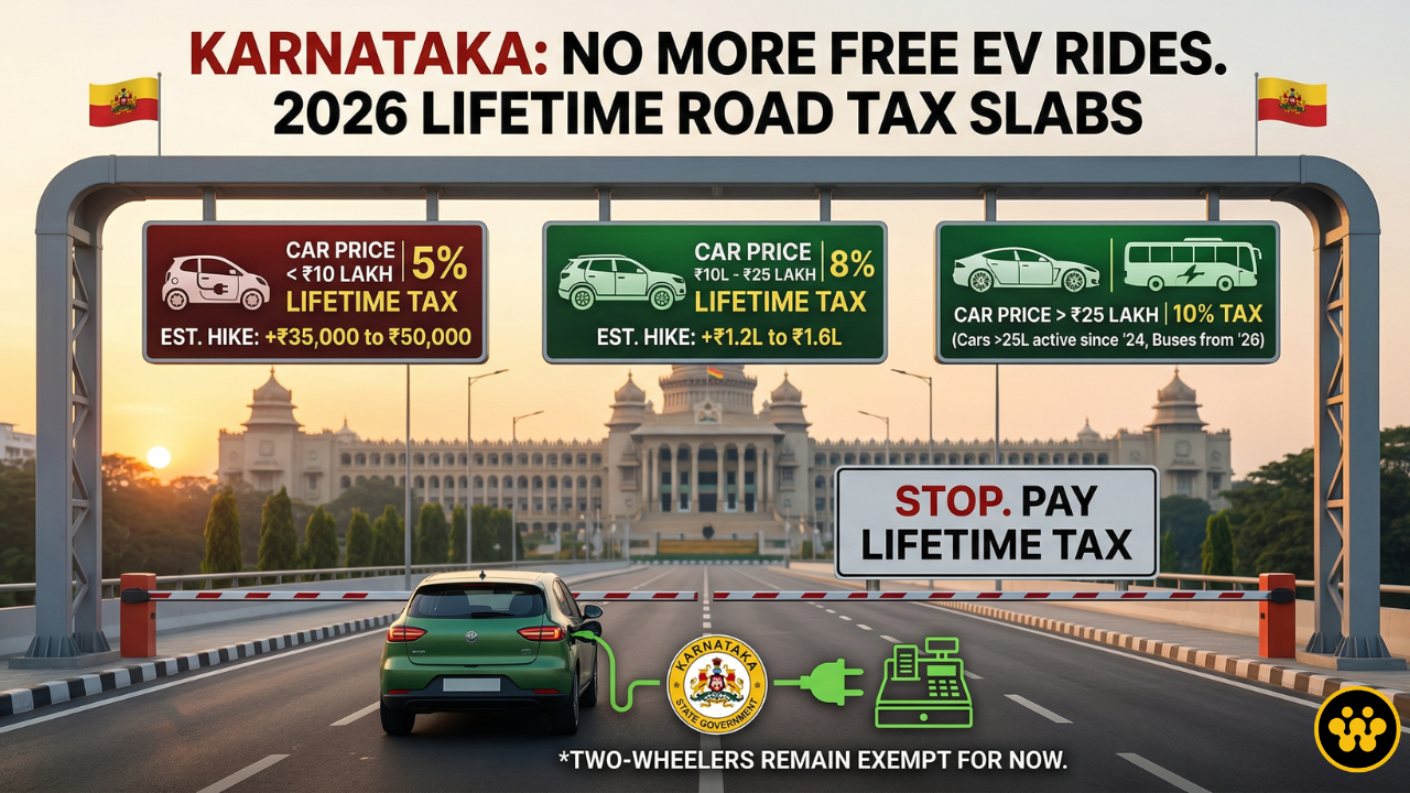 Karnataka Ends EV Tax Exemption: New Lifetime Road Tax Slabs for 2026 Explained