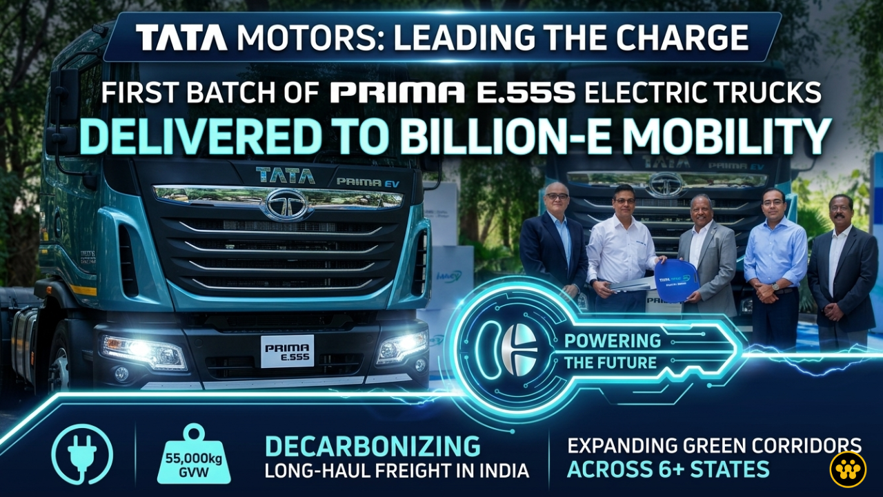 Tata Motors Delivers First Batch of Prima E.55S Electric Trucks to BillionE Mobility