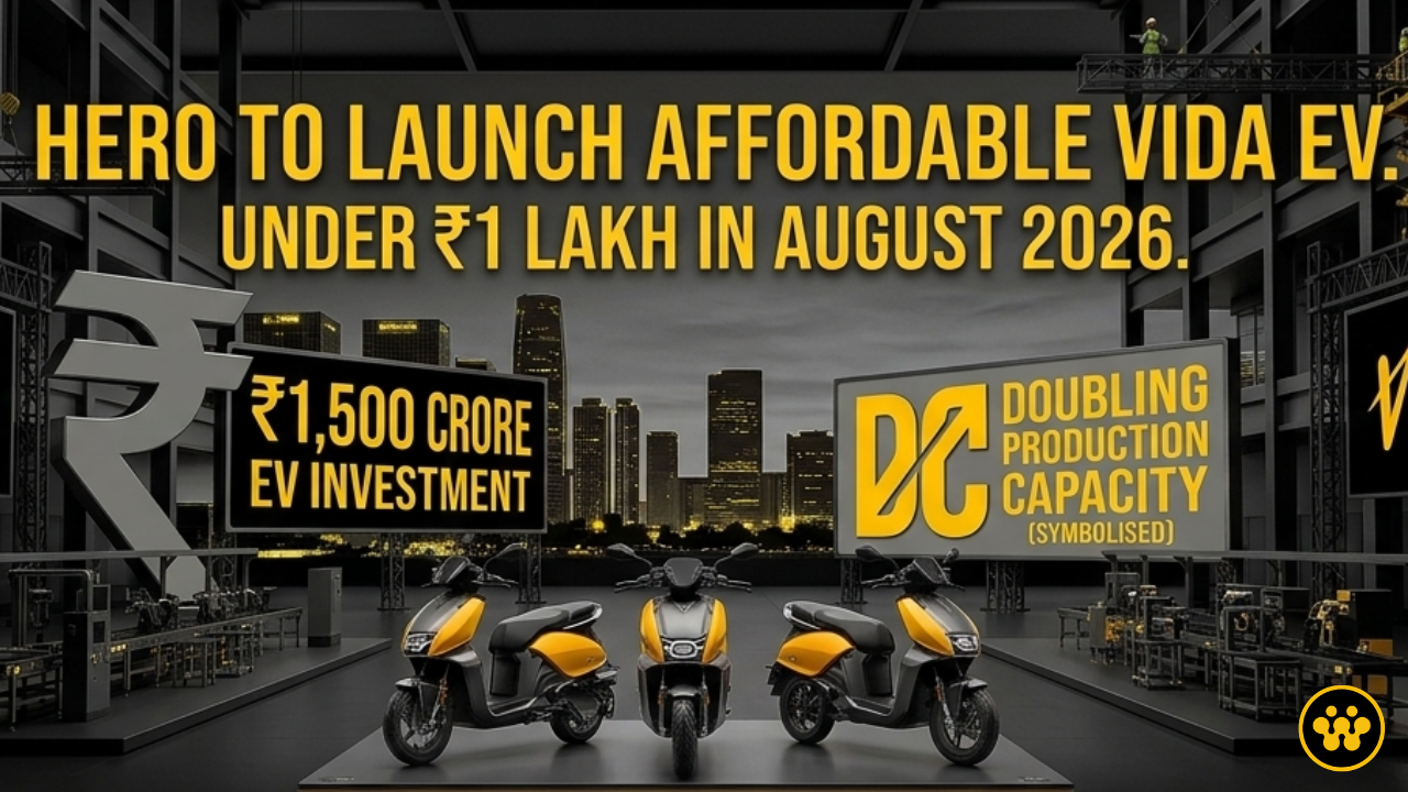 Hero MotoCorp to Launch Affordable Vida EV Under ₹1 Lakh; Plans ₹1,500 Cr Investment