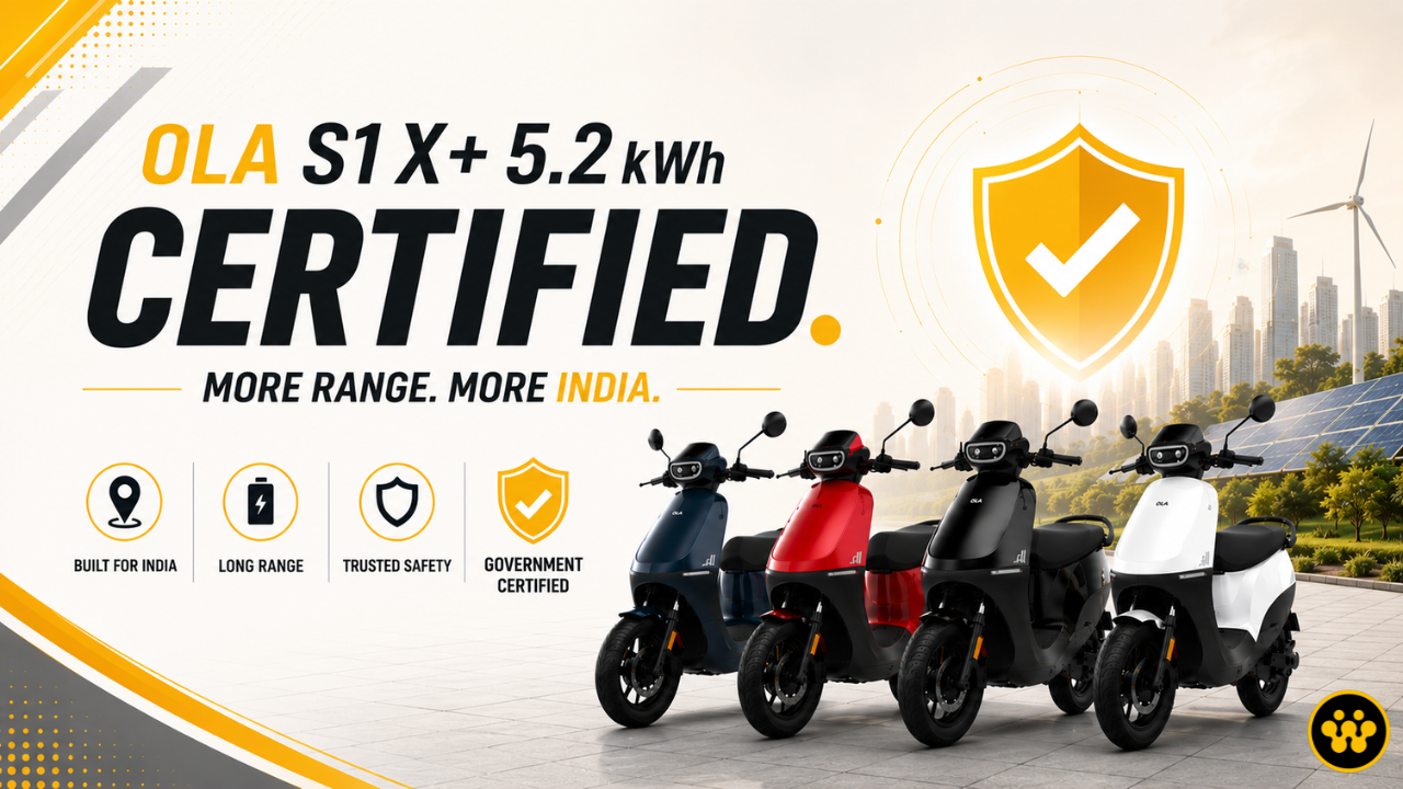 Ola Electric’s Longest-Range S1 X+ 5.2 kWh Receives ICAT Certification