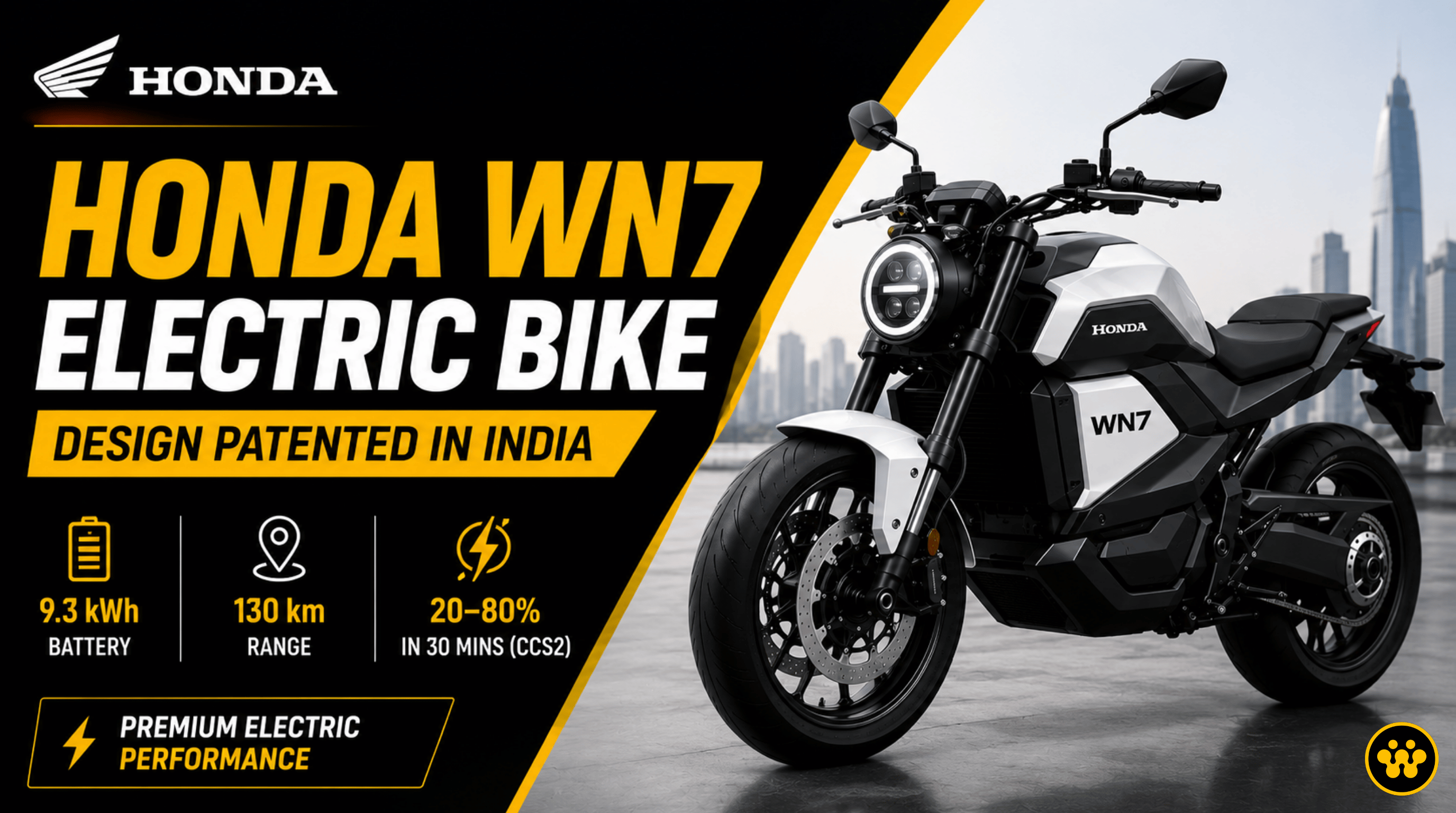 Honda WN7 Electric Bike Design Patented in India