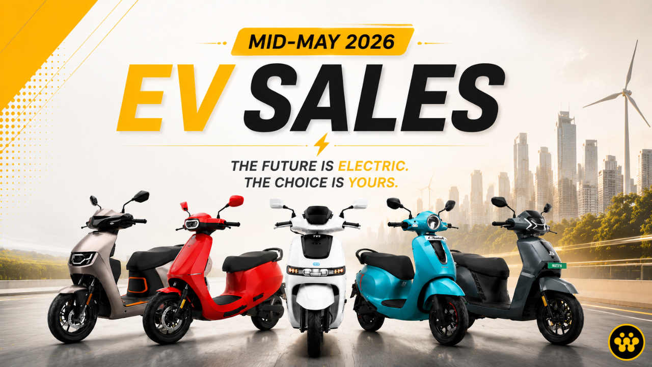 Mid-May 2026 EV 2 Wheeler Sales: TVS Holds Top Spot as Bajaj Chetak Closes Gap