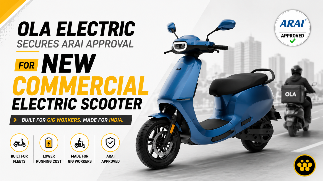 Ola Electric Secures ARAI Approval for New Commercial Electric Scooter Targeted at Gig Workers