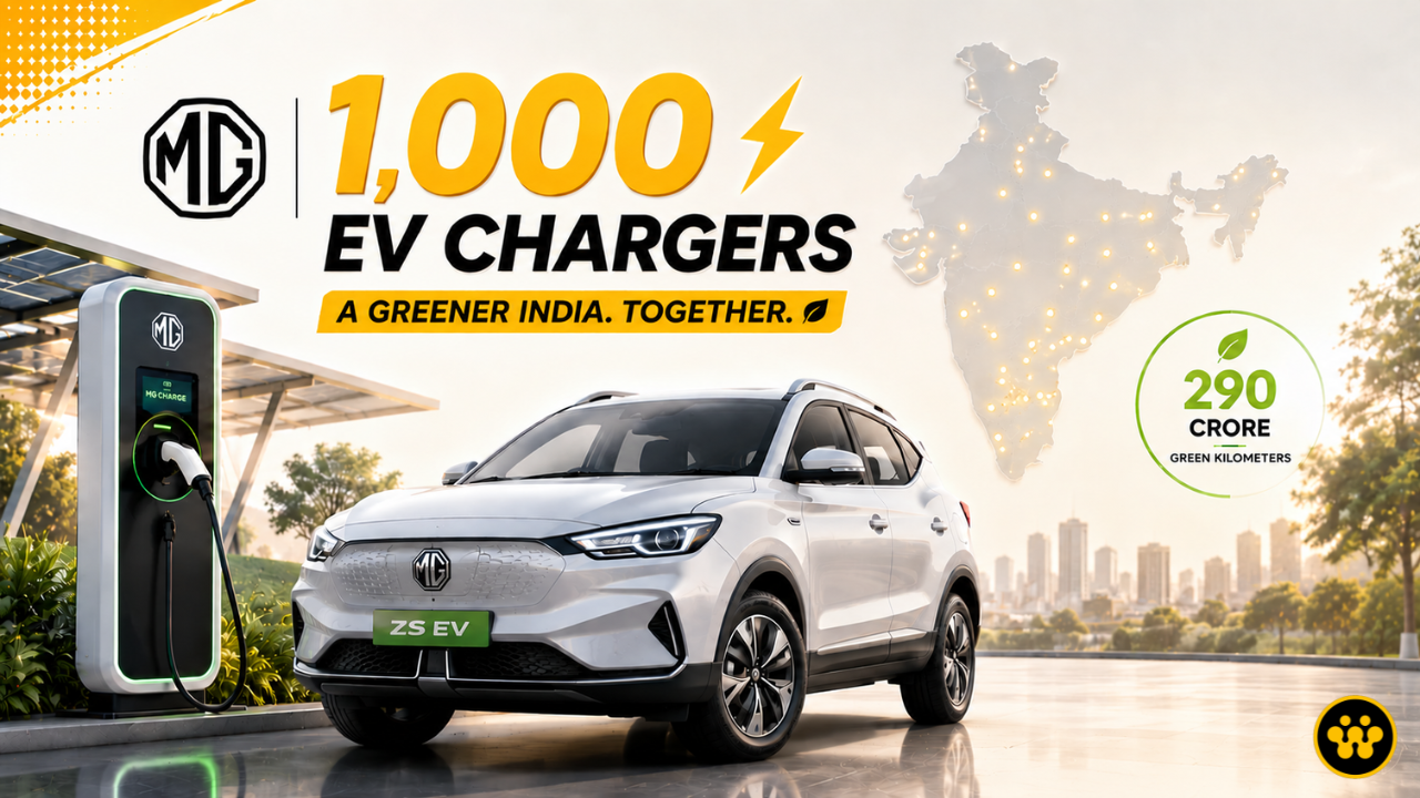JSW MG Motor India Achieves 1,000 Community EV Chargers and 290 Crore Green Kilometers Milestone