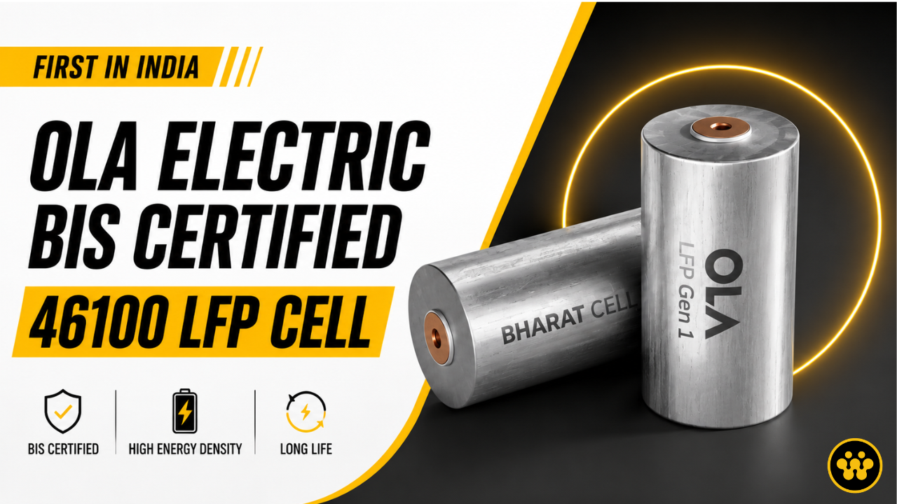 Ola Electric Becomes First Indian Firm to Secure BIS Certification for Indigenous 46100 LFP Cell