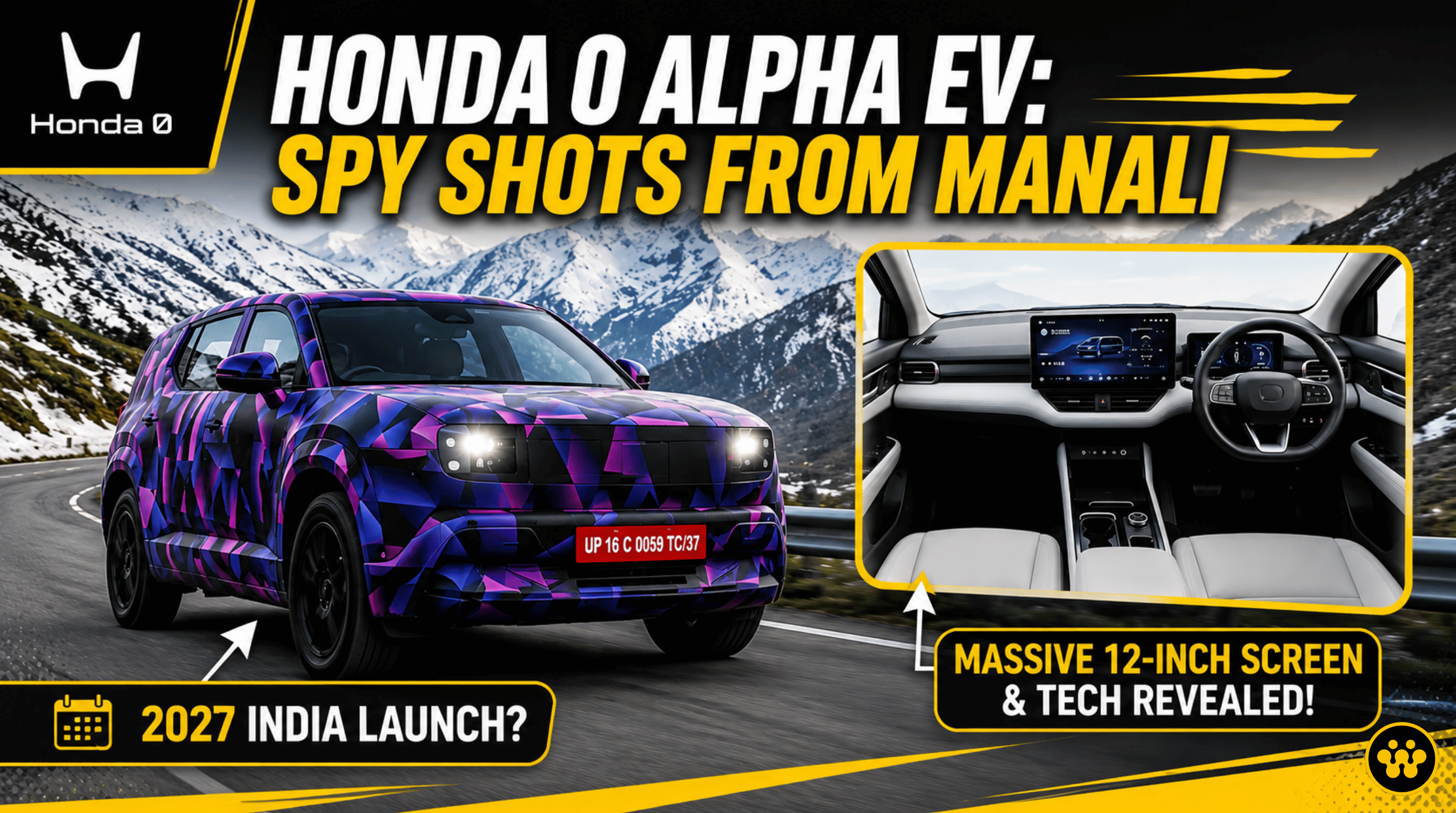 Exclusive: Honda 0 Alpha EV Spied in Manali – Massive Touchscreen & Key Features Revealed