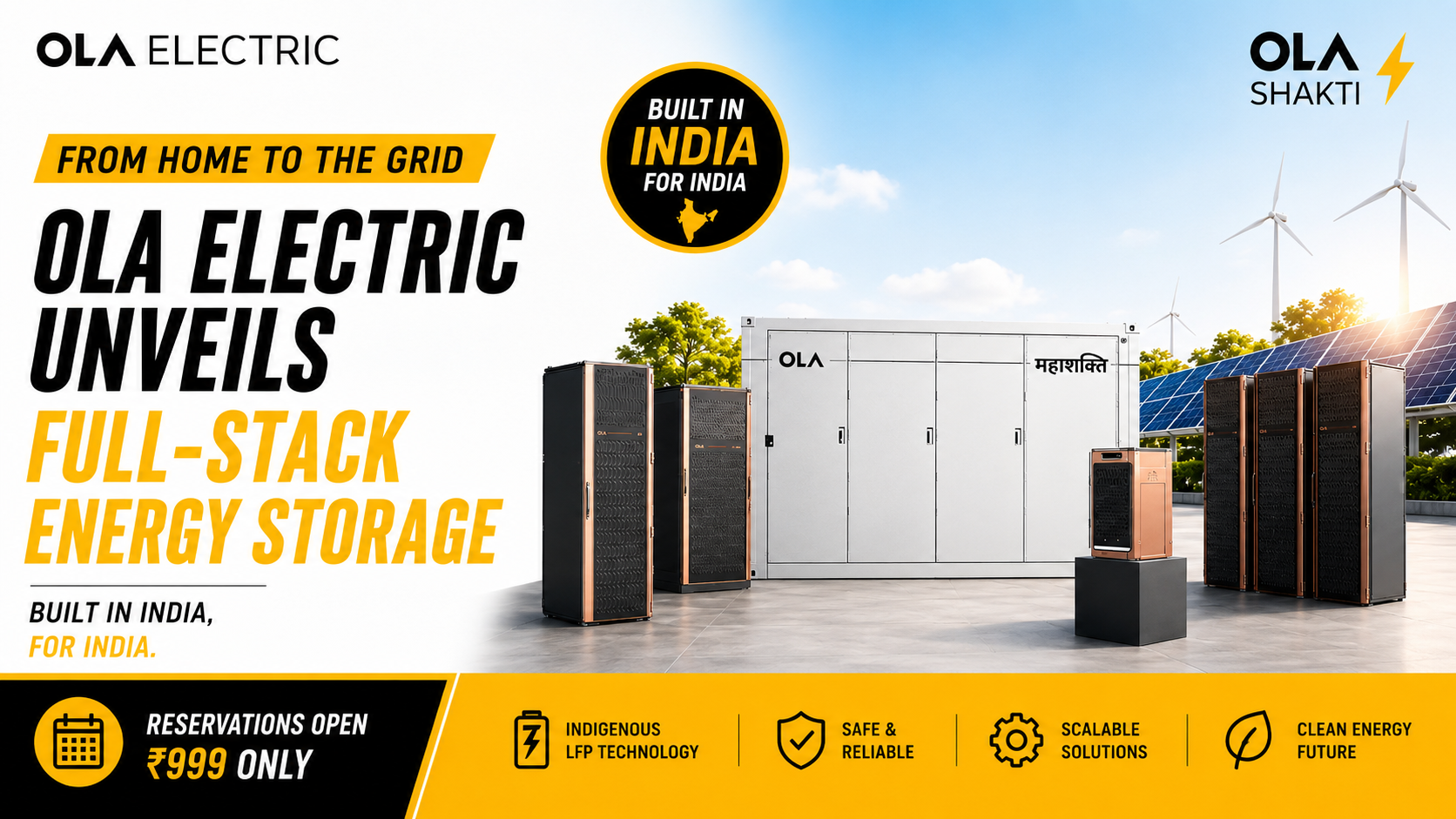 Ola Electric Expands Beyond Mobility with Launch of Full-Stack Shakti & Mahashakti Energy Storage Portfolio