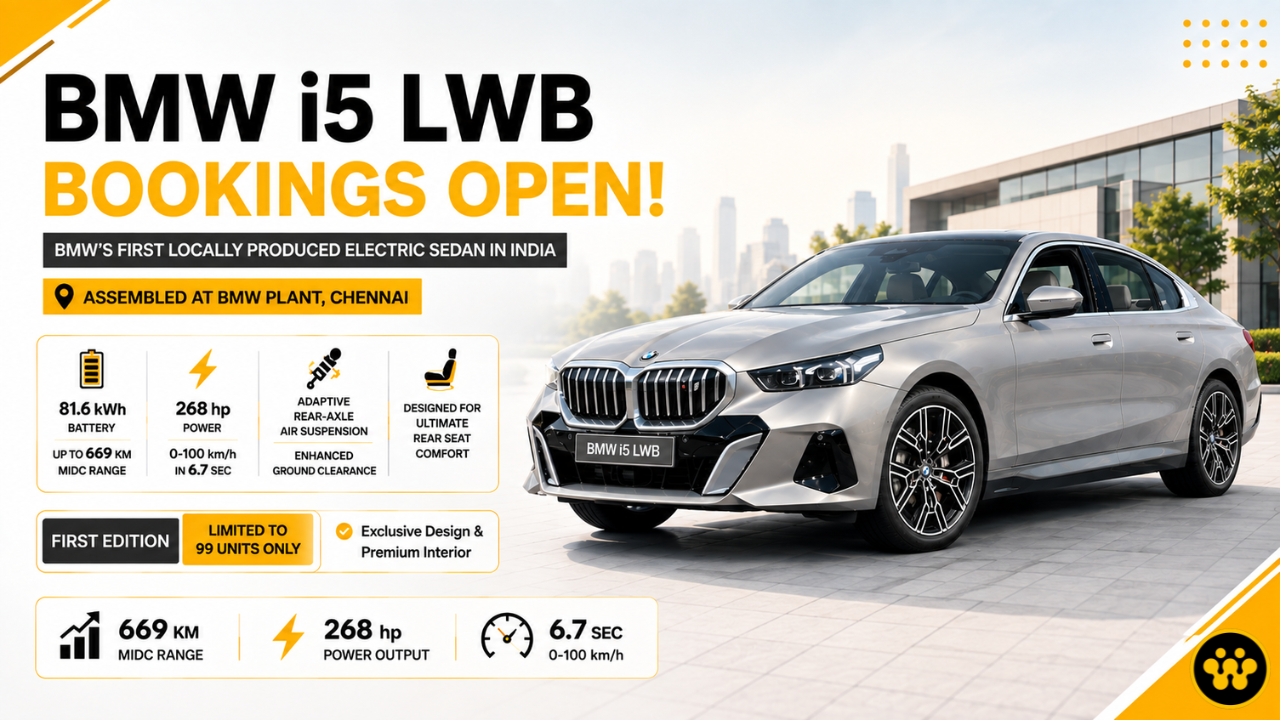 BMW i5 LWB Electric Sedan Bookings Open in India with 669 km Range