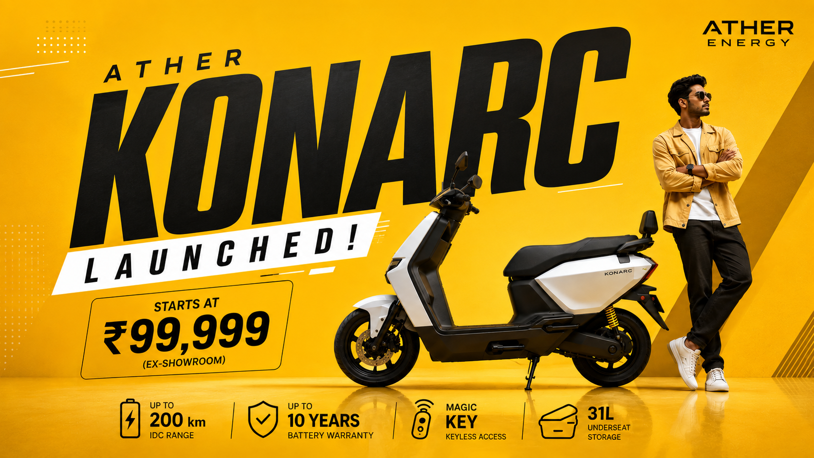 Ather Konarc Launched in India: Prices Start at ₹99,999
