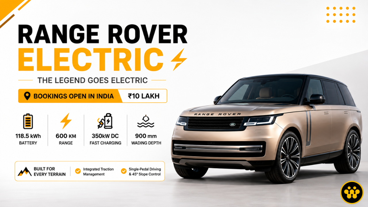 Range Rover Electric Unveiled with 600km Range; Bookings Open in India at ₹10 Lakh