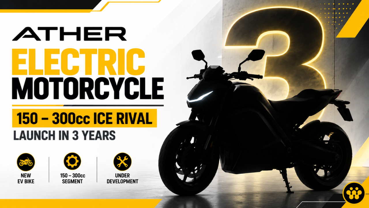 Ather Energy Electric Motorcycle Coming in 3 Years: Aiming for 150-300cc ICE Rivalry