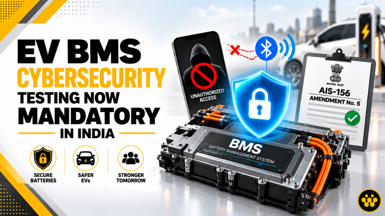 EV BMS Cybersecurity Testing Now Mandatory in India: AIS-156 Amendment Targets Wireless Battery Vulnerabilities