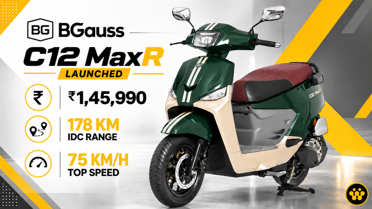 BGauss C12 MaxR Electric Scooter Launched at ₹1,45,990 with 178 km Range